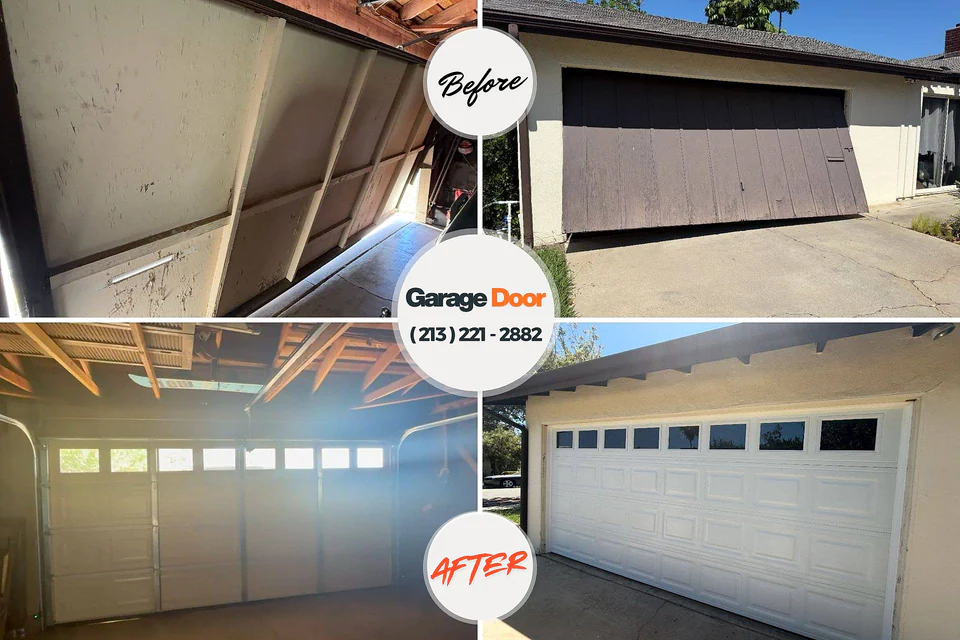Before and after: garage door repair Kean University, NJ